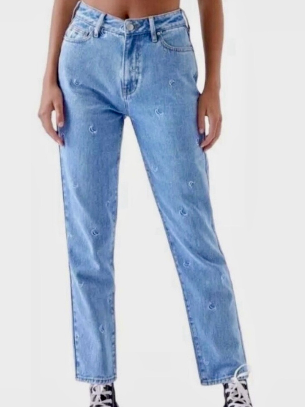 PacSun Embroidered Over the Moon High Waist Mom Jeans